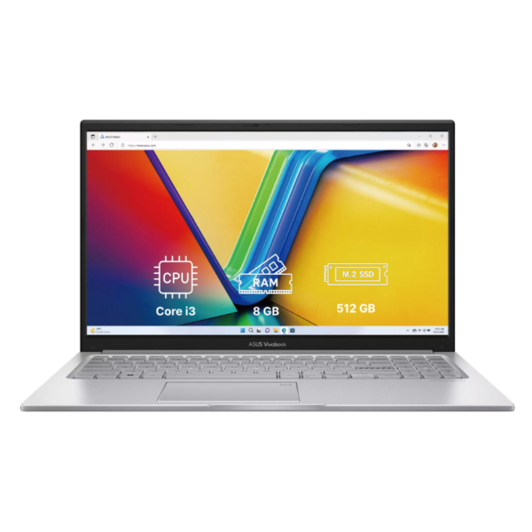 Ноутбук ASUS Vivobook 15 15.6"/ Core i3-1315U/ 8GB/ 512GB SSD/ Intel UHD Graphics/ Windows 11 - Cool Silver
