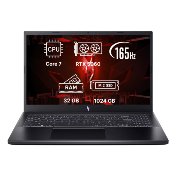 Ноутбук Acer Nitro V15 15,6"/ Core 7-240H/ RTX5060/ 32GB/ 1TB SSD/ ANV15 Obsidian Black