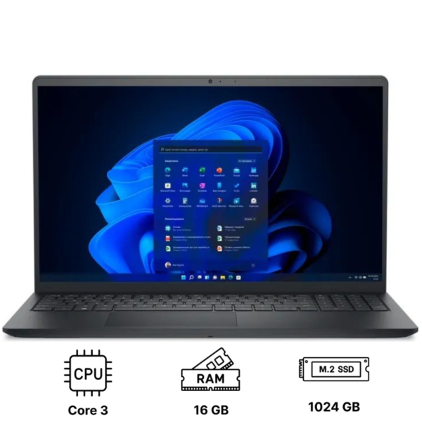 Ноутбук Dell 15 15.6"/ Core 3 100U/ 16GB/ 1TB SSD/ UHD Graphics/ Win 11