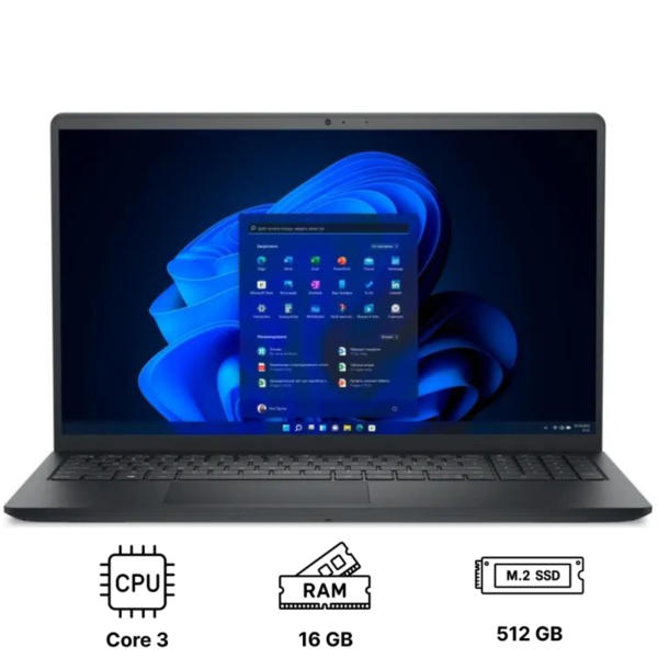 Ноутбук Dell 15 15.6"/ Core 3 100U/ 16GB/ 512GB SSD/ UHD Graphics/ Win 11