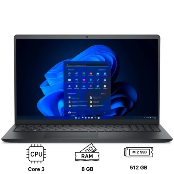 Ноутбук Dell 15 15.6"/ Core 3 100U/ 8GB/ 512GB SSD/ UHD Graphics/ Win 11