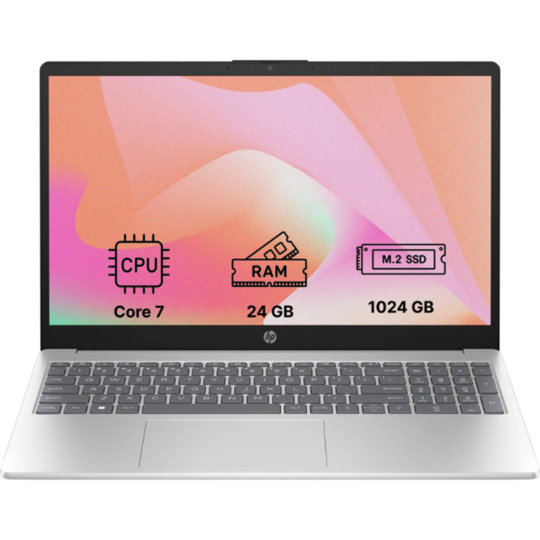 Ноутбук HP 15-fd0215ua 15.6"/ Core 7 150U/ 24GB/ 1TB SSD/ Intel Iris Xe Graphics (D16E1EA) Natural Silver