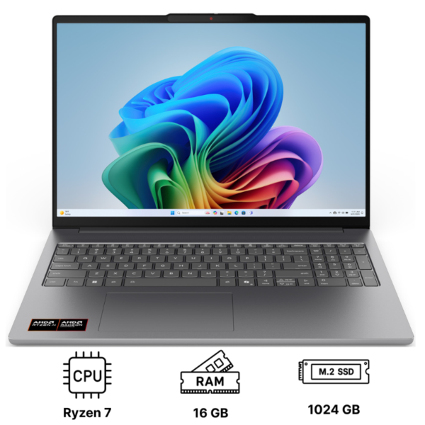 Ноутбук Lenovo IdeaPad Slim 5 16AHP11 16"/ Ryzen 7 260/ 16GB/ 1TB SSD/ Radeon 780M (83S40015RA) Luna Grey