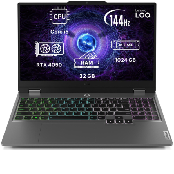 Ноутбук Lenovo LOQ 15.6"/ Intel Core i5-12450HX/ 32GB/ 1TB SSD/ RTX 4050/ Windows 11