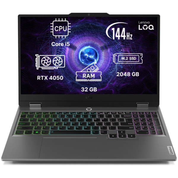 Ноутбук Lenovo LOQ 15.6"/ Intel Core i5-12450HX/ 32GB/ 2TB SSD/ RTX 4050/ Windows 11