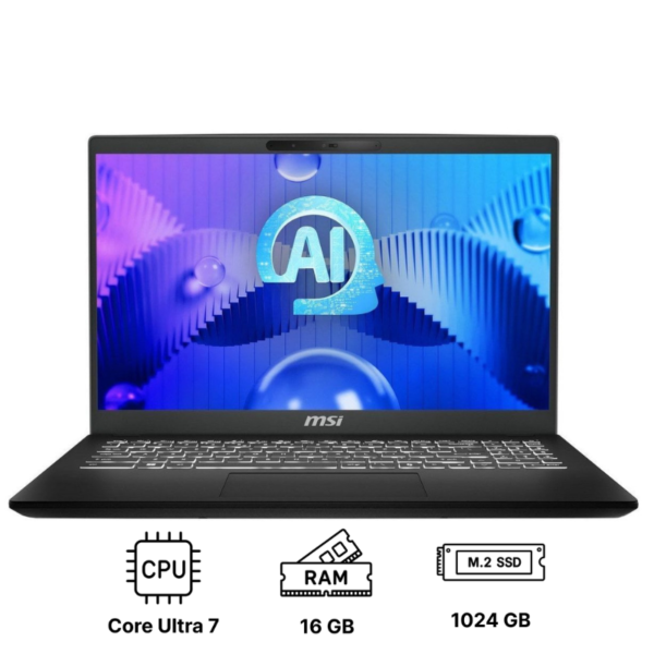 Ноутбук MSI Modern 15 H AI 15,6"/ Core Ultra 7 155H/ 16GB/ 1TB SSD/ Arc Graphics/ C1MG-099UA (9S7-15H551-099) Classic Black