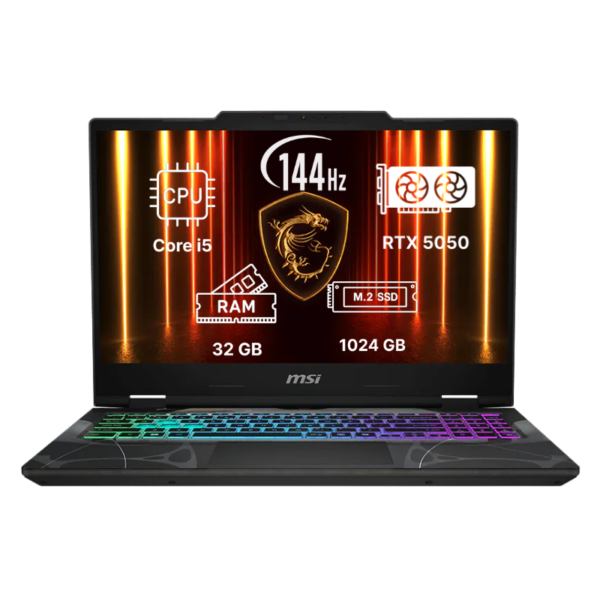Ноутбук MSI Cyborg 15 15,6"/ Core i5-13420H/ RTX5050/ 32GB/ 1TB SSD/ B13WEKG Translucent Black