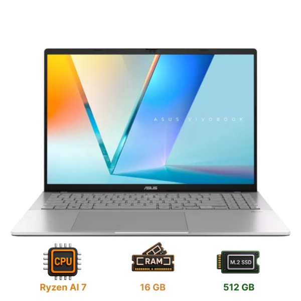 Ноутбук ASUS Vivobook S16 M3607GA-SH010 16"/ Ryzen AI 7 445/ 16GB/ 512GB SSD/ Radeon 840M (90NB17M2-M000B0) Cool Silver