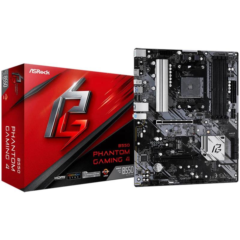 Материнська плата AMD AM4 B550 4DDR4 2PCIex16 2M.2 HDMI B550 PHANTOM GAMING 4 купити материнську плату