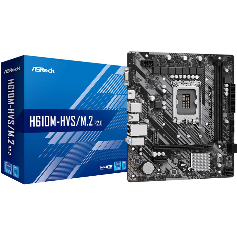 Mатеринська плата s1700 Intel H610 HDMI/VGA 1xM.2 2xDDR4 2.5GbE LAN mATX H610M-HVS/M.2 R2.0 купити материнську плату