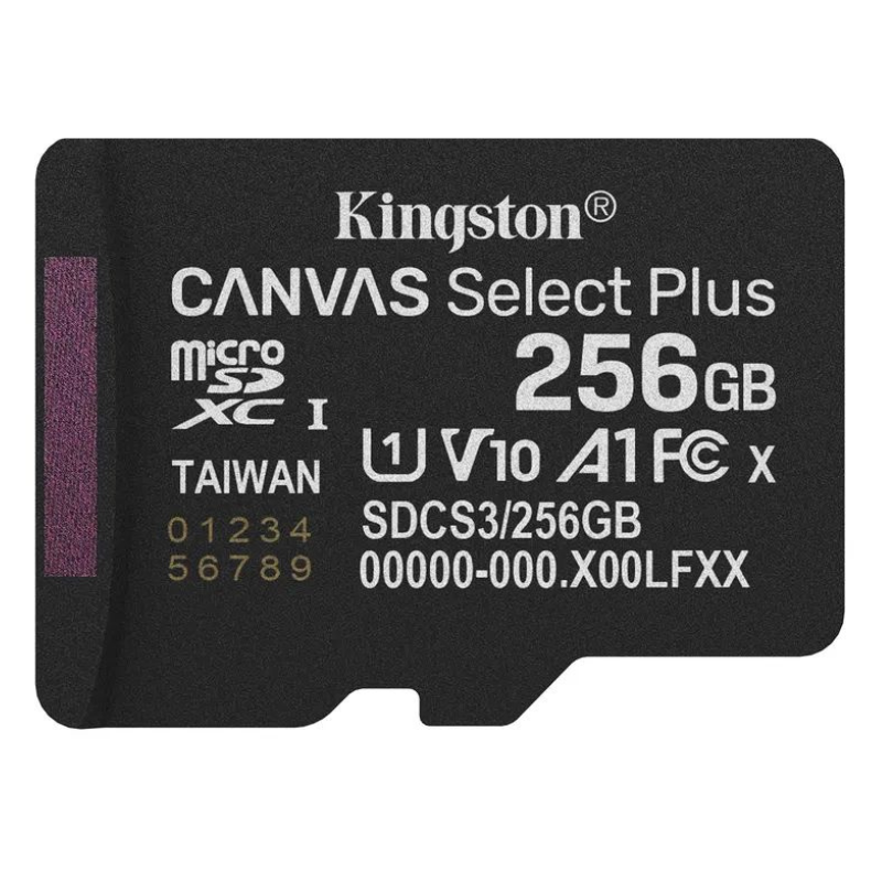 Карта пам’яті Kingston Canvas Select Plus Gen3 microSDXC class 10 UHS-I V10 А1 256GB (SDCS3/256GBSP) купити карту пам'яті